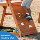 Dolphin Playground Wooden Swing Sets for Backyard, Outdoor Playset with Slide, Sand Box, Climbing Wall, and 2 Belt Swings, Playground Sets for Backyards, Young Kids Outdoor Play Equipment, Ages 3-9-3