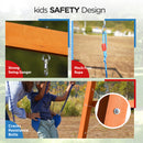 Dolphin Playground Wooden Swing Sets for Backyard, Outdoor Playset with Slide, Sand Box, Climbing Wall, and 2 Belt Swings, Playground Sets for Backyards, Young Kids Outdoor Play Equipment, Ages 3-9-6