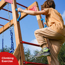 Dolphin Playground Wood Swing Sets for Backyard with Monkey Bar, Kids Outdoor Play Equipment, Outdoor Playset for Kids with Trapeze Swing Bar and 2 Belt Swings, Heavy Duty Playground Accessories-5