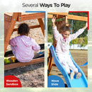 Dolphin Playground Wooden Swing Sets for Backyard, Outdoor Playset with Slide, Sand Box, Climbing Wall, and 2 Belt Swings, Playground Sets for Backyards, Young Kids Outdoor Play Equipment, Ages 3-9-4