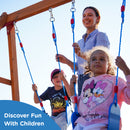 Dolphin Playground Wooden Swing Sets for Backyard, Outdoor Playset with Slide, Sand Box, Climbing Wall, and 2 Belt Swings, Playground Sets for Backyards, Young Kids Outdoor Play Equipment, Ages 3-9-5