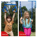 Dolphin Playground Wood Swing Sets for Backyard with Monkey Bar, Kids Outdoor Play Equipment, Outdoor Playset for Kids with Trapeze Swing Bar and 2 Belt Swings, Heavy Duty Playground Accessories-8