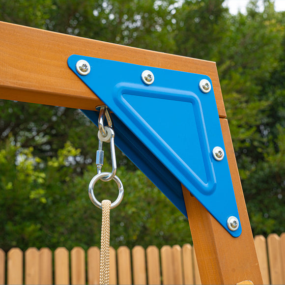 Dolphin Playground Backyard Adventure Swing Set for Kids - 6-in-1 Easy Assembly Outdoor Playset with Slide, 2 Swings, Monkey Bars | Great for Ages 3-8, Holds Multiple Kids, Perfect Family Gift