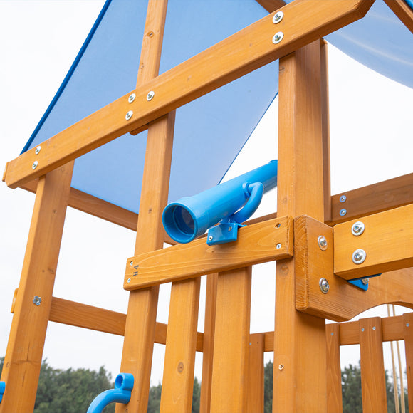 Dolphin Playground Backyard Adventure Swing Set for Kids - 6-in-1 Easy Assembly Outdoor Playset with Slide, 2 Swings, Monkey Bars | Great for Ages 3-8, Holds Multiple Kids, Perfect Family Gift