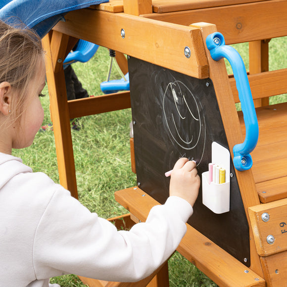 Dolphin Playground Backyard Adventure Swing Set for Kids - 6-in-1 Easy Assembly Outdoor Playset with Slide, 2 Swings, Monkey Bars | Great for Ages 3-8, Holds Multiple Kids, Perfect Family Gift