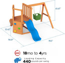 Dolphin Playground 5 in 1 Multifunction Toddler Swing Sets for Backyard, Outdoor Playset with Baby Swing, Outdoor Table, Blackboard, Slide, and Rock Climbing Wall,Toddler Swing Sets Ages 18mo to 4yrs-5